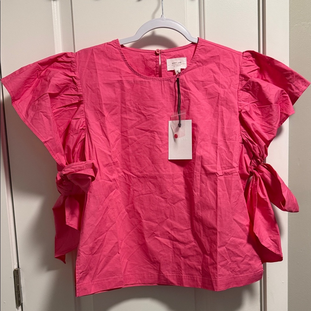 Pink Ruffle Sleeve Top